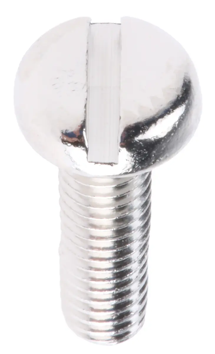 Produktfoto 1 von RS PRO Linsenkopf Schlitz Schrauben Vernickelt, M3.5 x 12.0mm Messing