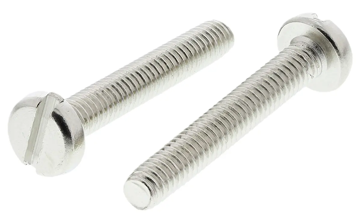 Produktfoto 1 von RS PRO Linsenkopf Schlitz Schrauben Vernickelt, M4 x 25.0mm Messing