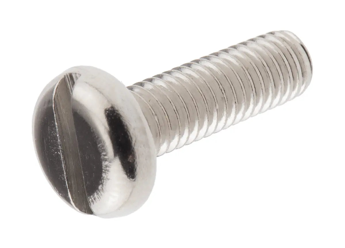 Produktfoto 1 von RS PRO Linsenkopf Schlitz Schrauben Vernickelt, M5 x 16.0mm Messing