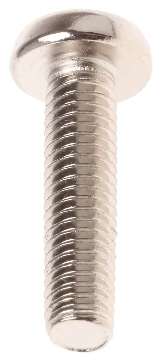 Produktfoto 1 von RS PRO Linsenkopf Schlitz Schrauben Vernickelt, M5 x 20.0mm Messing