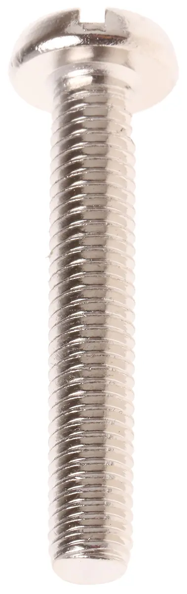 Produktfoto 1 von RS PRO Linsenkopf Schlitz Schrauben Vernickelt, M5 x 30.0mm Messing