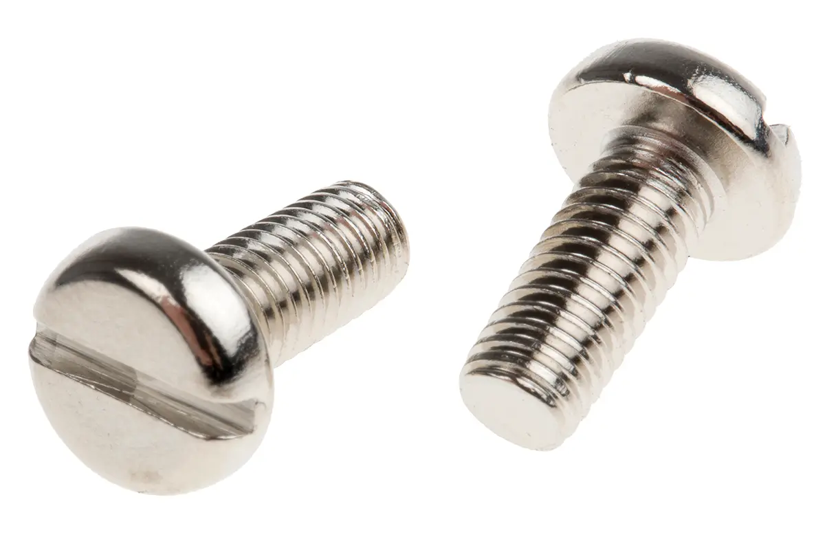 Produktfoto 1 von RS PRO Linsenkopf Schlitz Schrauben Vernickelt, M5 x 12.0mm Messing