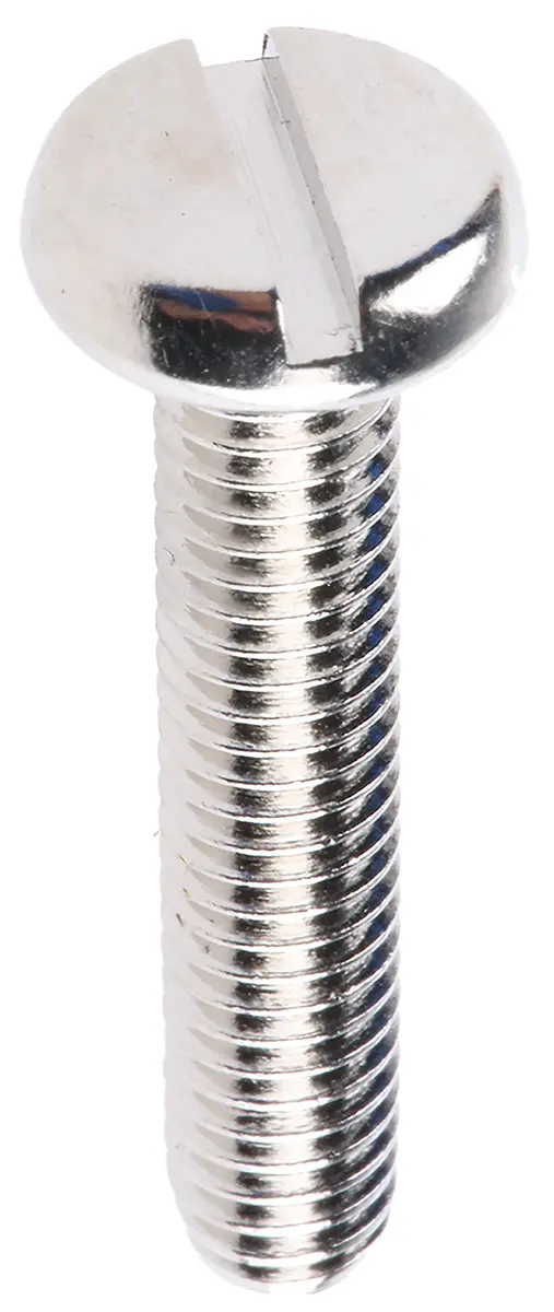 Produktfoto 1 von RS PRO Linsenkopf Schlitz Schrauben Vernickelt, M6 x 30.0mm Messing