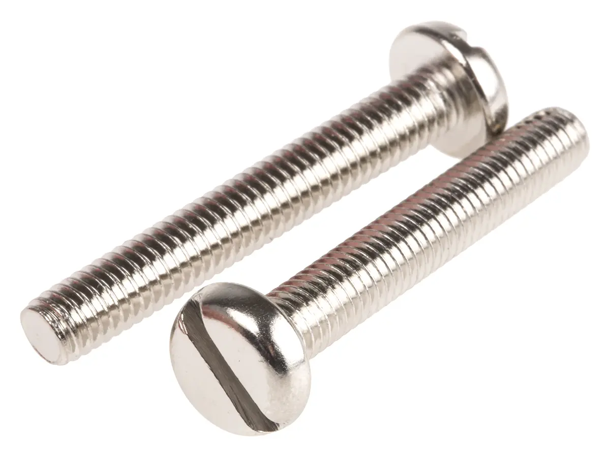 Produktfoto 1 von RS PRO Linsenkopf Schlitz Schrauben Vernickelt, M6 x 40.0mm Messing