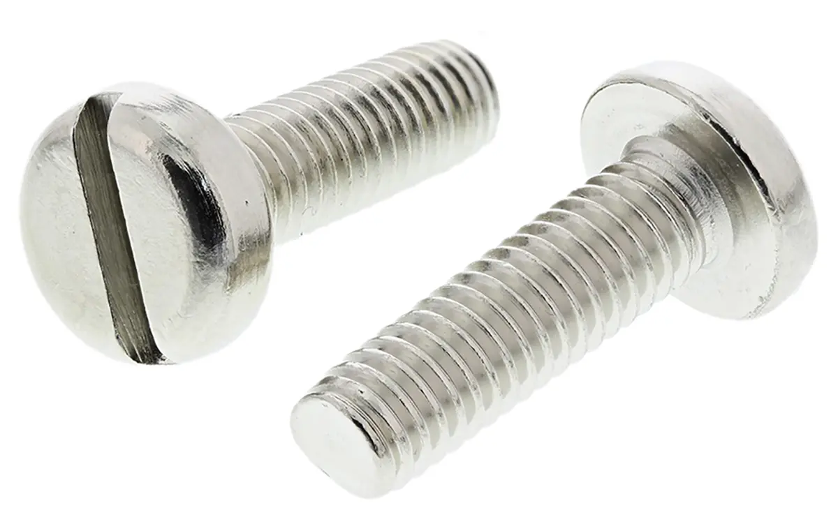 Produktfoto 1 von RS PRO Linsenkopf Schlitz Schrauben Vernickelt, M6 x 20.0mm Messing