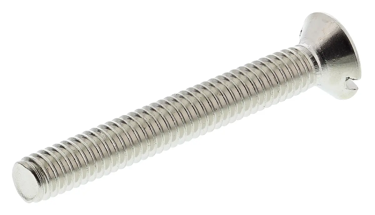 Produktfoto 1 von RS PRO Senkkopf Schlitz Schrauben Vernickelt, M4 x 30.0mm Messing