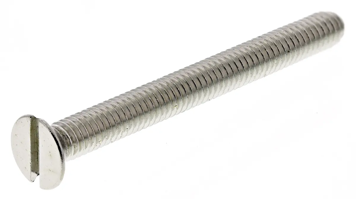Produktfoto 1 von RS PRO Senkkopf Schlitz Schrauben Vernickelt, M4 x 40.0mm Messing