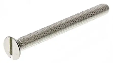 Produktfoto 1 von RS PRO Senkkopf Schlitz Maschinenschraube Messing Nickel 40.0 mm M4
