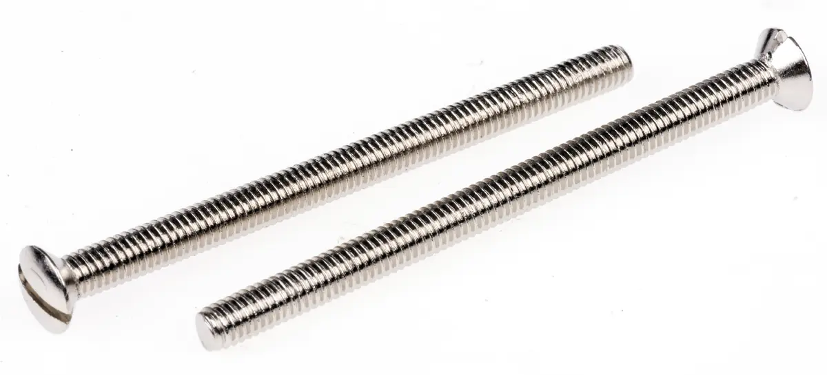 Produktfoto 1 von RS PRO Erhöht (Senkkopf) Schlitz Schrauben Vernickelt, M3.5 x 50.0mm Messing