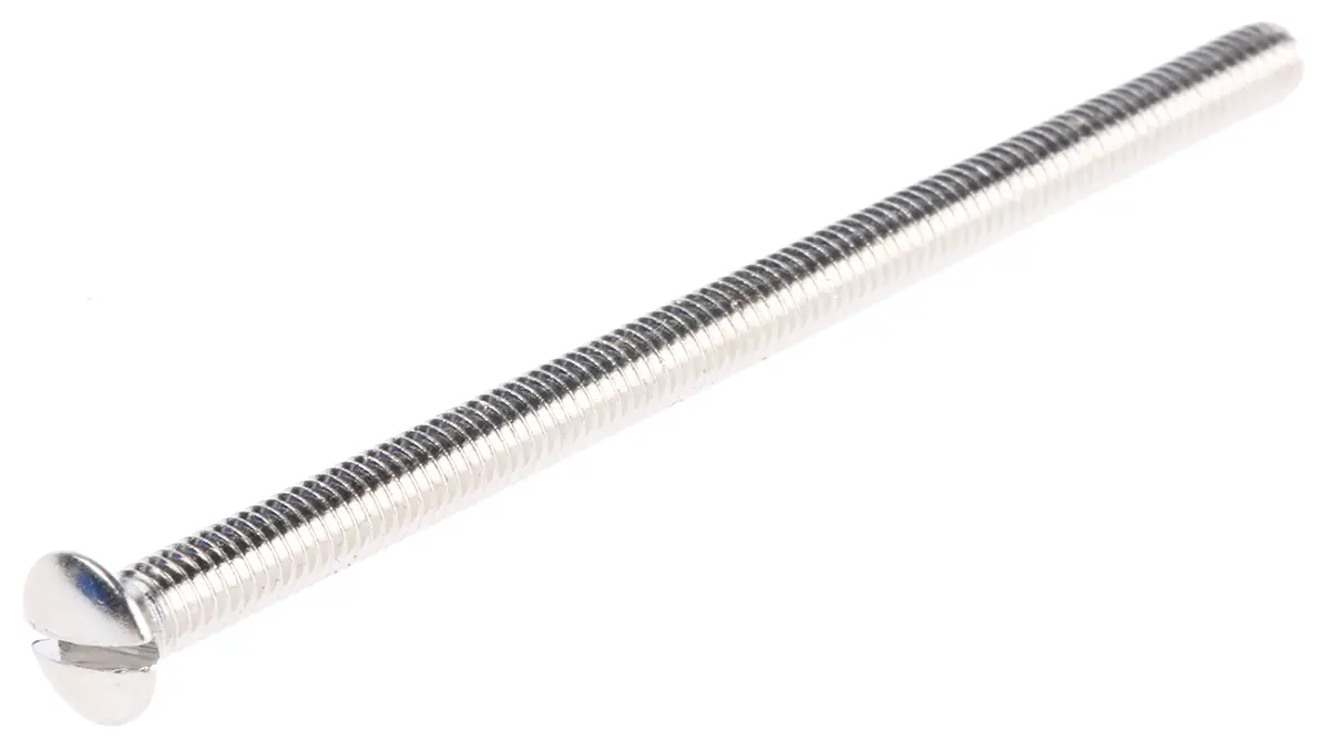 Produktfoto 1 von RS PRO Erhöht (Senkkopf) Schlitz Schrauben Vernickelt, M3.5 x 60.0mm Messing