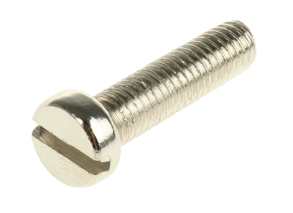 Produktfoto 1 von RS PRO Zylinderkopf Schlitz Schrauben Vernickelt, M5 x 20.0mm Messing