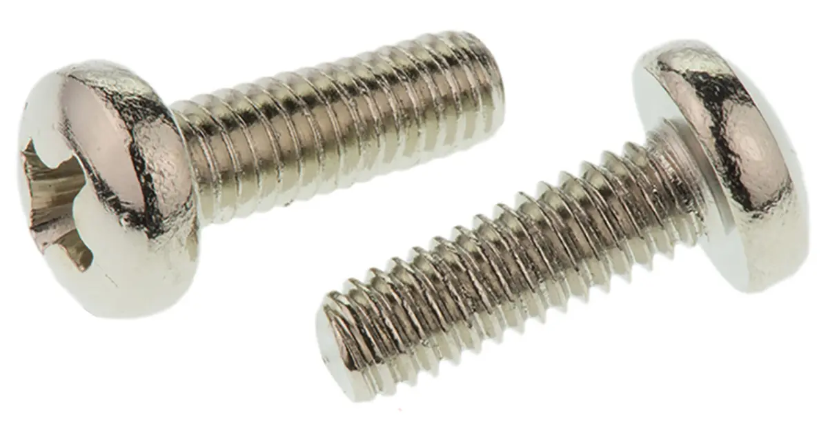 Produktfoto 1 von RS PRO Linsenkopf Pozi Schrauben Vernickelt, M4 x 12.0mm Messing