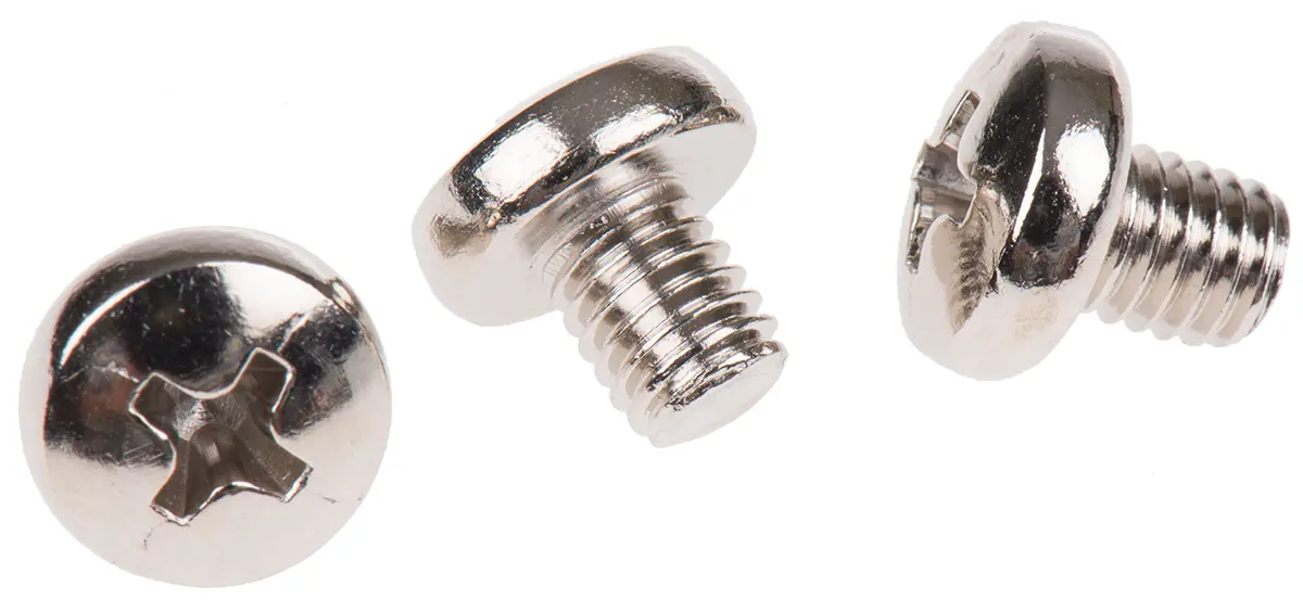 Produktfoto 1 von RS PRO Linsenkopf Pozi Schrauben Vernickelt, M5 x 6.0mm Messing