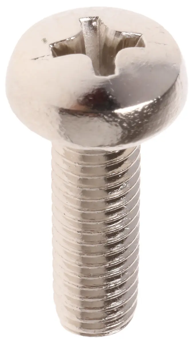 Produktfoto 1 von RS PRO Linsenkopf Pozi Schrauben Vernickelt, M5 x 16.0mm Messing