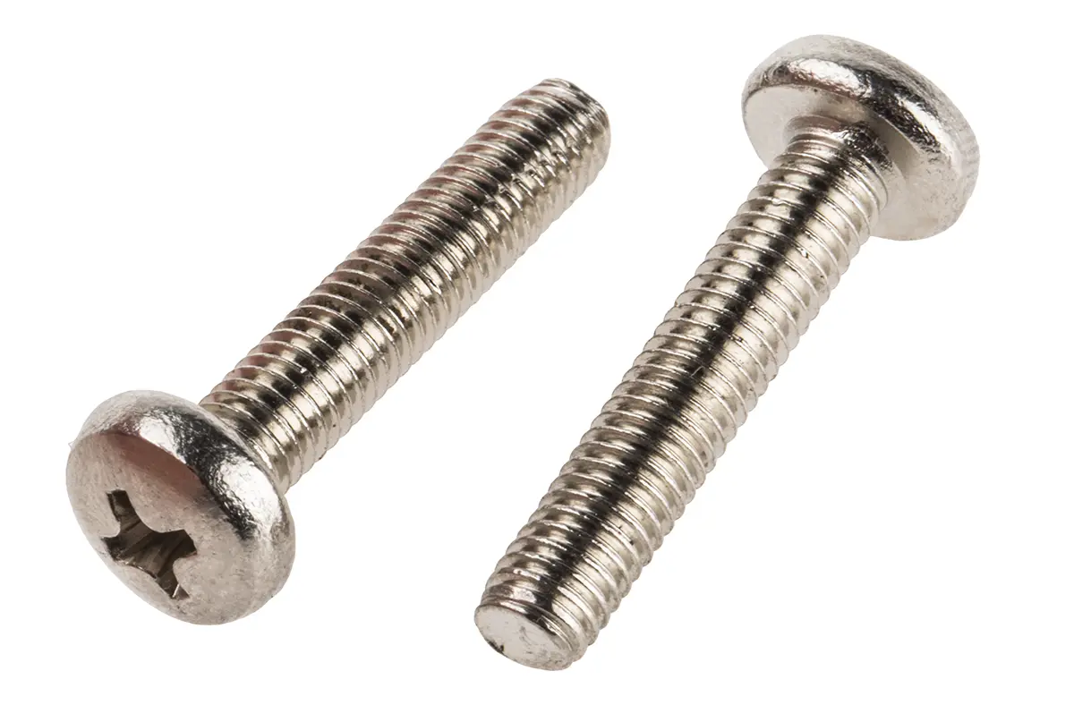 Produktfoto 1 von RS PRO Linsenkopf Pozi Schrauben Vernickelt, M5 x 25.0mm Messing