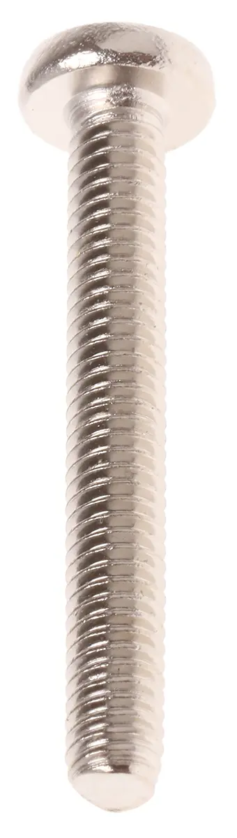 Produktfoto 1 von RS PRO Linsenkopf Pozi Schrauben Vernickelt, M4 x 30.0mm Messing