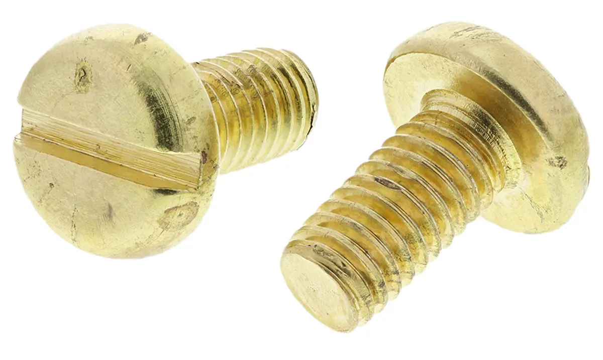Produktfoto 1 von RS PRO Linsenkopf Schlitz Schrauben , M6 x 12.0mm Messing