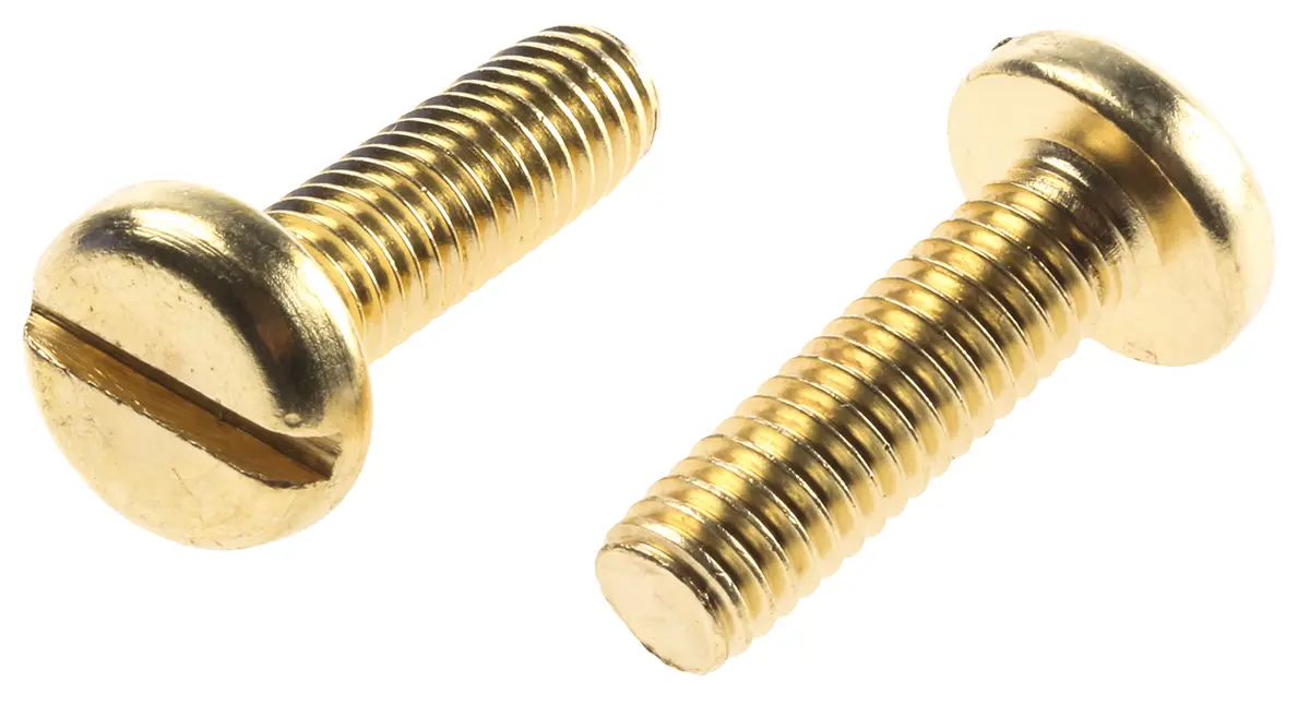 Produktfoto 1 von RS PRO Linsenkopf Schlitz Schrauben , M6 x 20.0mm Messing