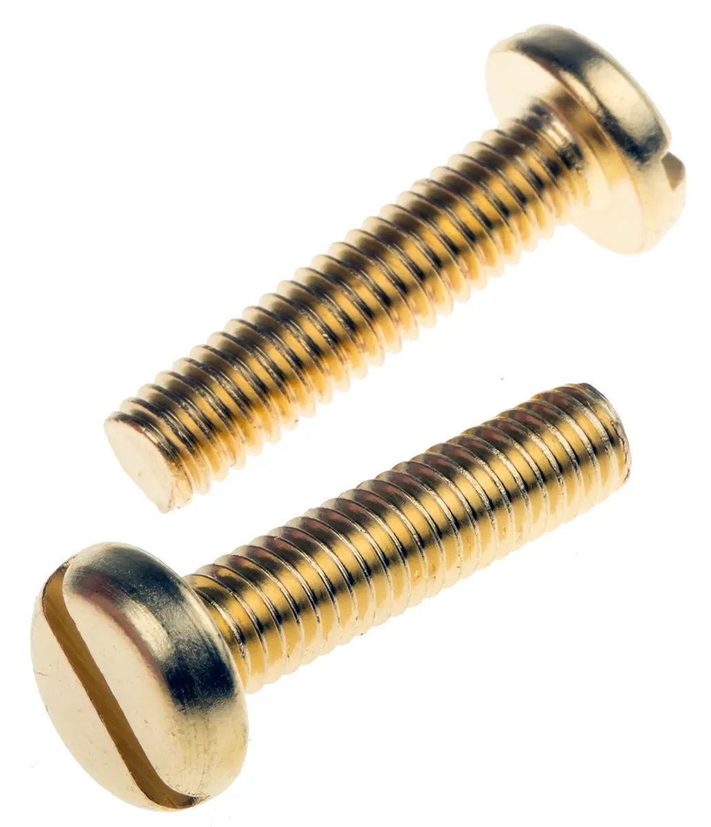 Produktfoto 1 von RS PRO Linsenkopf Schlitz Schrauben , M6 x 25.0mm Messing