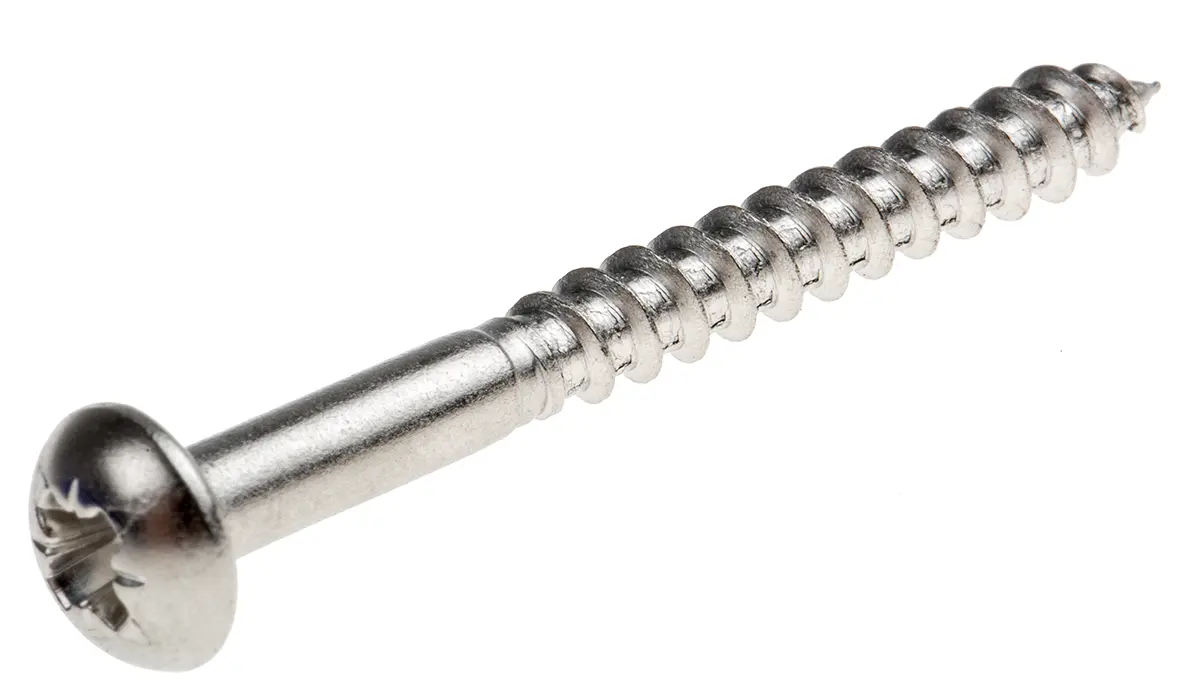 Produktfoto 1 von RS PRO Pozidriv Holzschraube, Metrisch Edelstahl Rund glatt x 40 mm