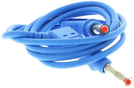Produktfoto 1 von Staubli Steckverbinder-Messleitung 32A Stecker / Stecker, Blau Silikon-isoliert 1 m, 600V