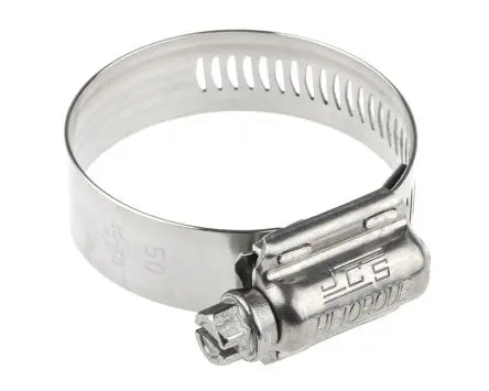 Produktfoto 1 von HI-TORQUE Edelstahl Schlauchschelle Schneckengewinde, mit Schlitzsechskantschraube 50 mm
