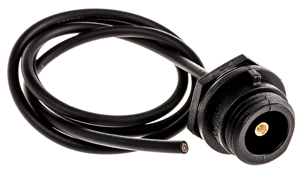 Produktfoto 1 von Bulgin 400 Buchse Koaxialsteckverbinder SMB-Steckverbinder, Panel, für Koaxial-Kabel, 50 Ω Vorverdrahtet, Standard,