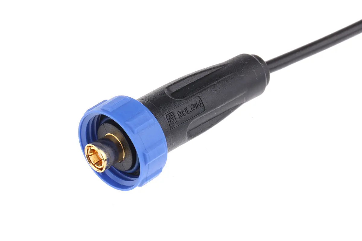 Produktfoto 1 von Bulgin 400 Stecker Koaxialsteckverbinder SMB-Steckverbinder, Kabel, für RG174-Kabel, 50 Ω Vorverdrahtet, Standard,