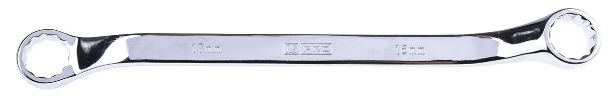 Produktfoto 1 von RS PRO Abgewinkelter Ringschlüssel 16 to 17 mm², CrV-Stahl Schließer (NO), Länge 237 mm