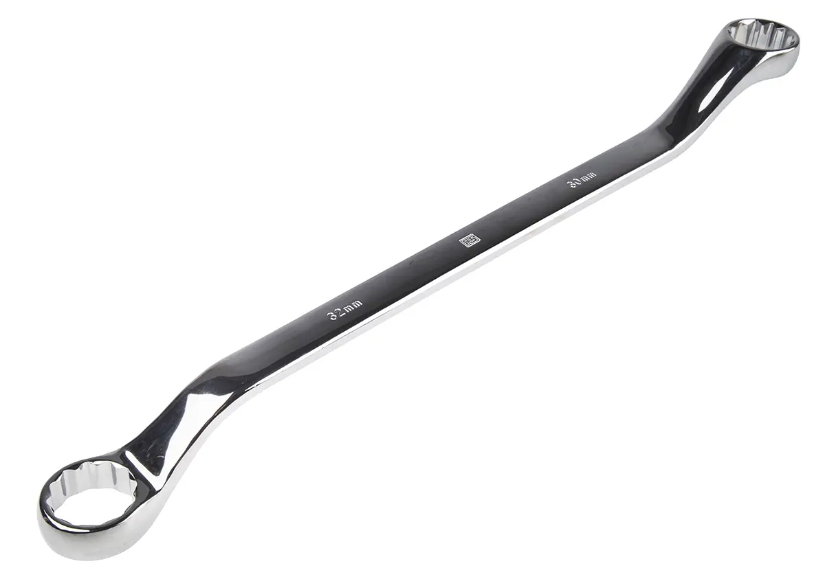 Produktfoto 1 von RS PRO Abgewinkelter Ringschlüssel 30 to 32 mm², CrV-Stahl Schließer (NO), Länge 462 mm