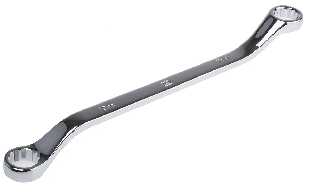 RS PRO Abgewinkelter Ringschlüssel 17 to 19 mm², CrV-Stahl Schließer (NO), Länge 270 mm