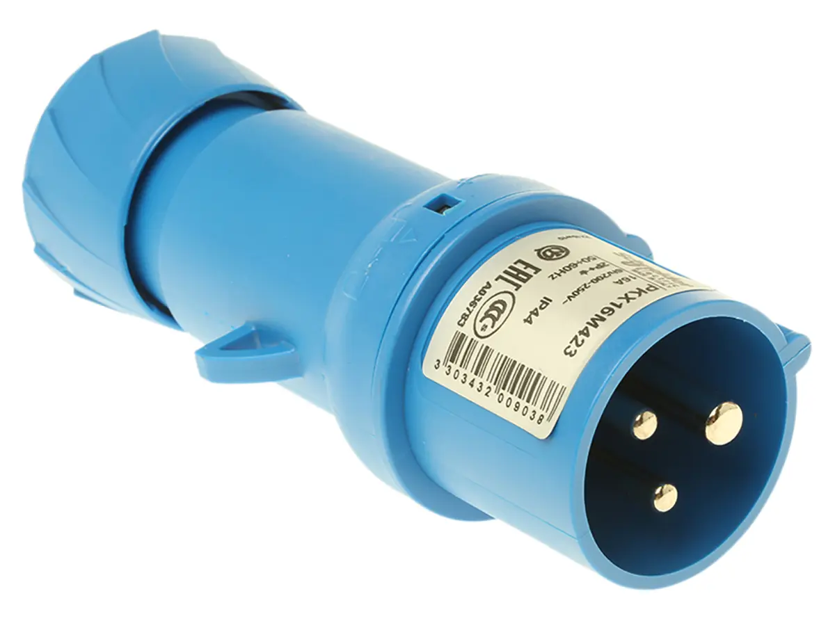 Produktfoto 1 von Schneider Electric Mureva Leistungssteckverbinder Blau 2P+PE, 230V, Kabel Gerade IP44 16A