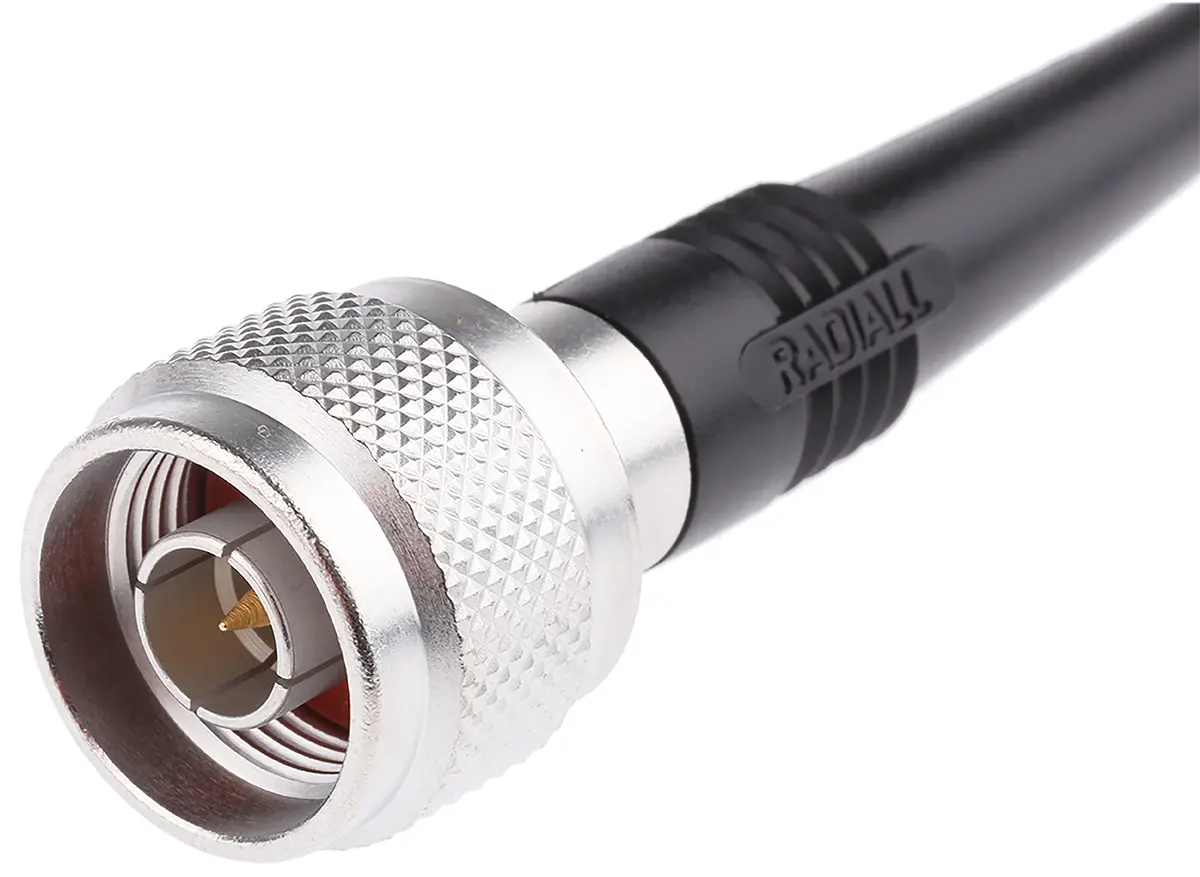 Produktfoto 1 von Radiall Cable Assembly Koaxialkabel Stecker, 50 Ω Stecker, 1 m, BNC / Typ N, Schwarz