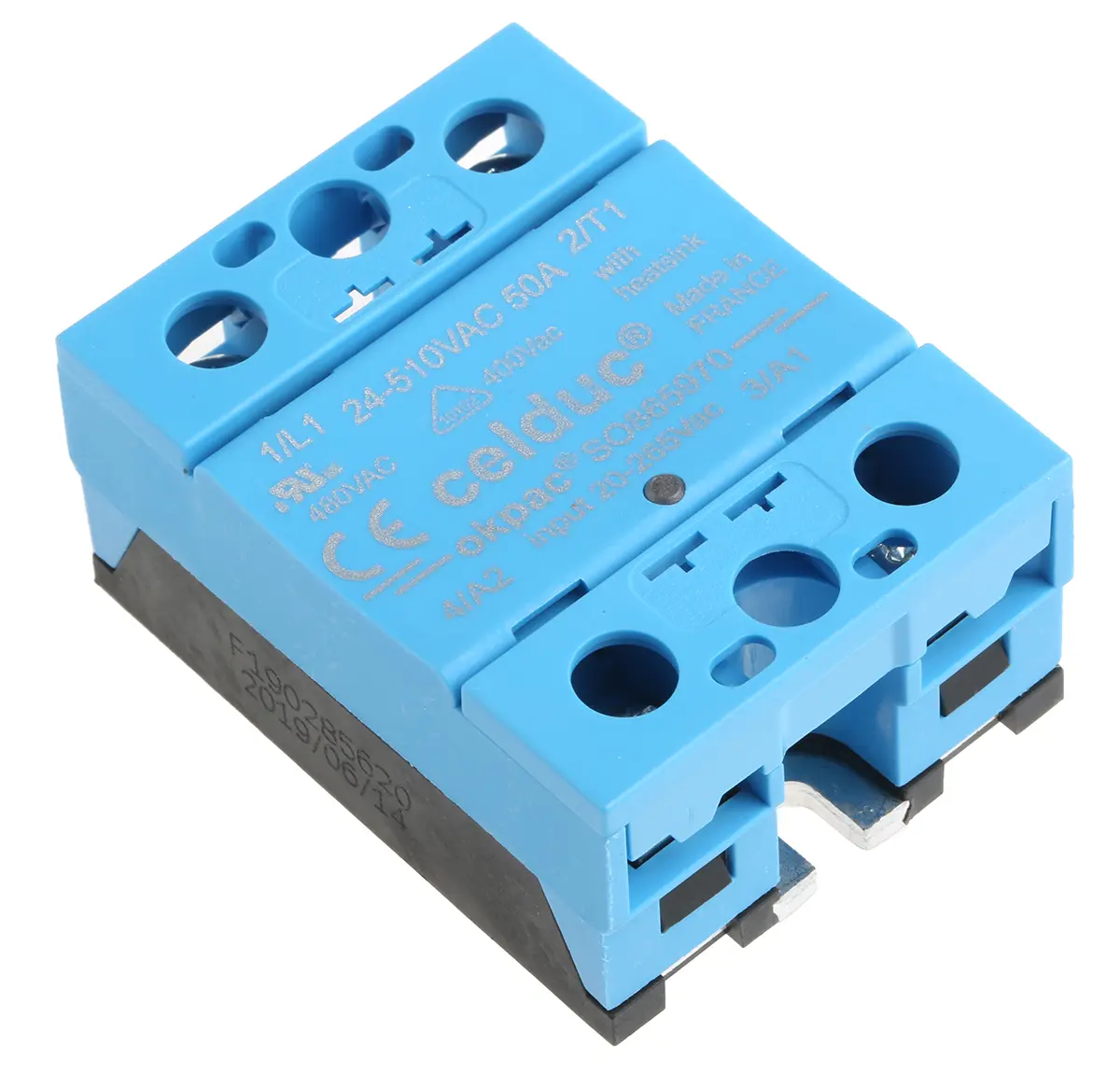 Produktfoto 1 von Celduc SO8 DIN-Hutschiene Halbleiterausgang, SPST 510 V eff. 265V / 60 A