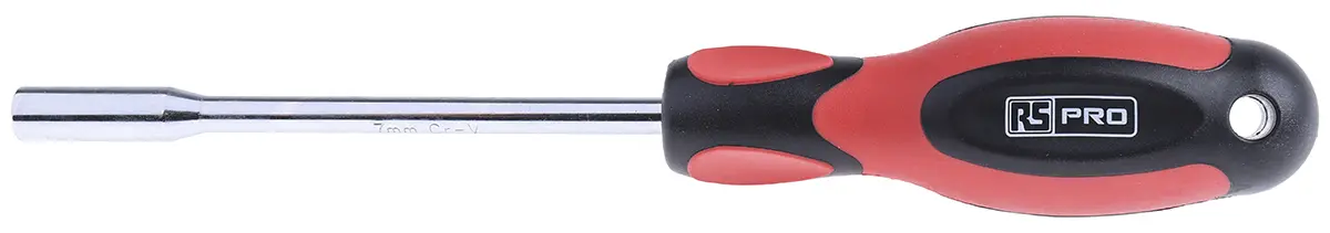 Produktfoto 1 von RS PRO 7 mm Sechskant Steckschlüssel-Handgriff Schließer (NO), Länge 236 mm / Klinge 125 mm