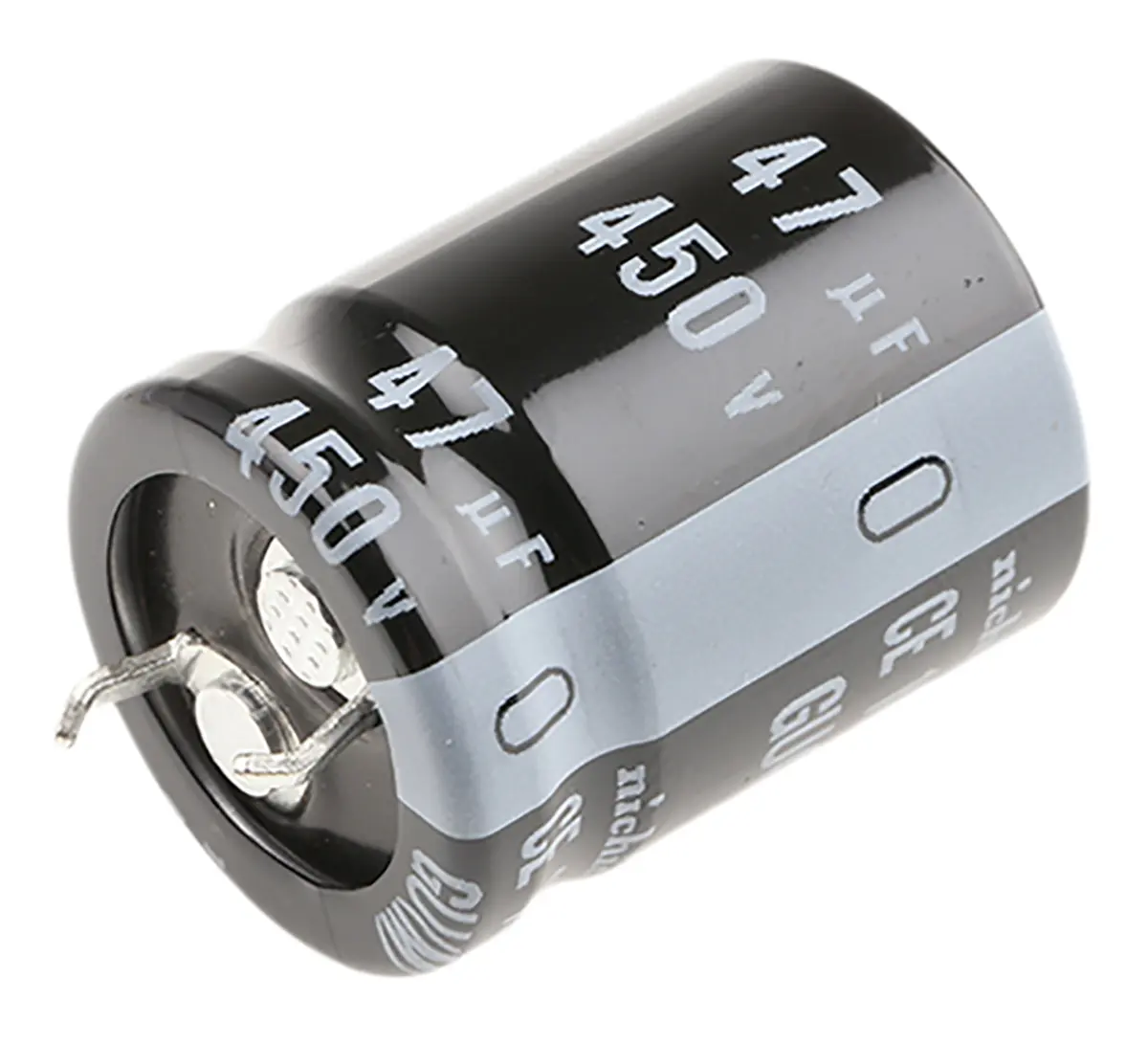 Produktfoto 1 von Nichicon GU Snap-In Aluminium-Elektrolyt Kondensator 47μF ±20% / 450V dc, Ø 20mm x 25mm, bis 105°C
