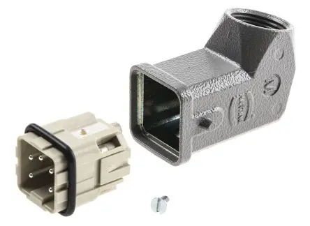 Produktfoto 1 von HARTING Han A Stromversorgungssteckverbinder in robuster Ausführung Panel 10A Schraubbefestigung Stecker 4-polig /