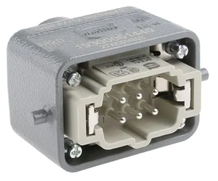Produktfoto 1 von HARTING Han E Stromversorgungssteckverbinder in robuster Ausführung Panel 16A Schraubbefestigung Stecker 6-polig, 500V