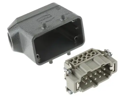 Produktfoto 1 von HARTING Han E Stromversorgungssteckverbinder in robuster Ausführung Panel 16A Schraubbefestigung Stecker 10-polig, 500V