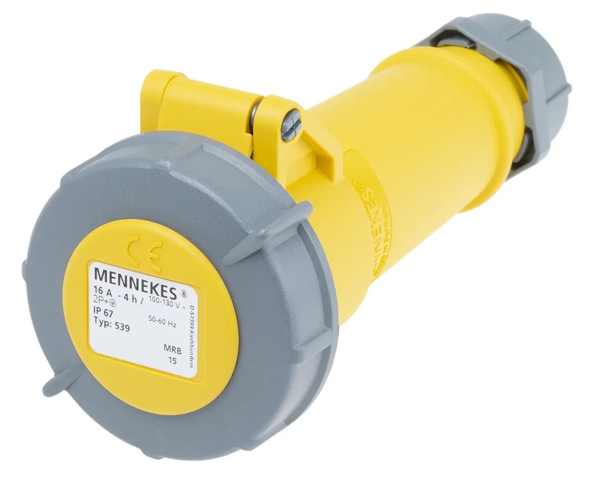 MENNEKES AM-TOP Leistungssteckverbinder Gelb, 110V 2P+PE / 16A, Kabel IP67