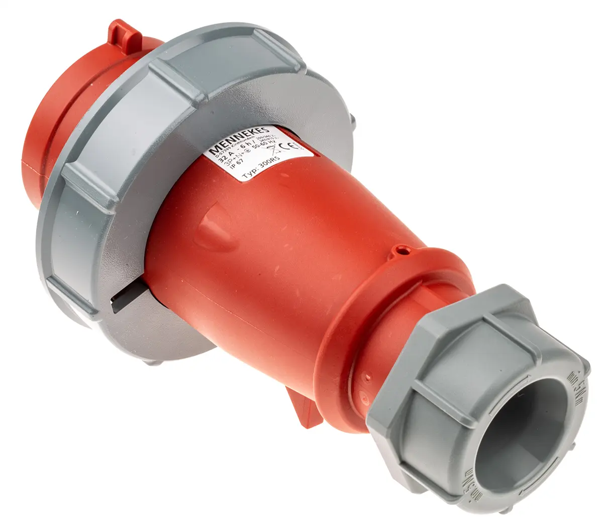 Produktfoto 1 von MENNEKES AM-TOP Leistungssteckverbinder Rot 3P+N+PE, 400V, Kabel Gerade IP67 32A Phasenwender