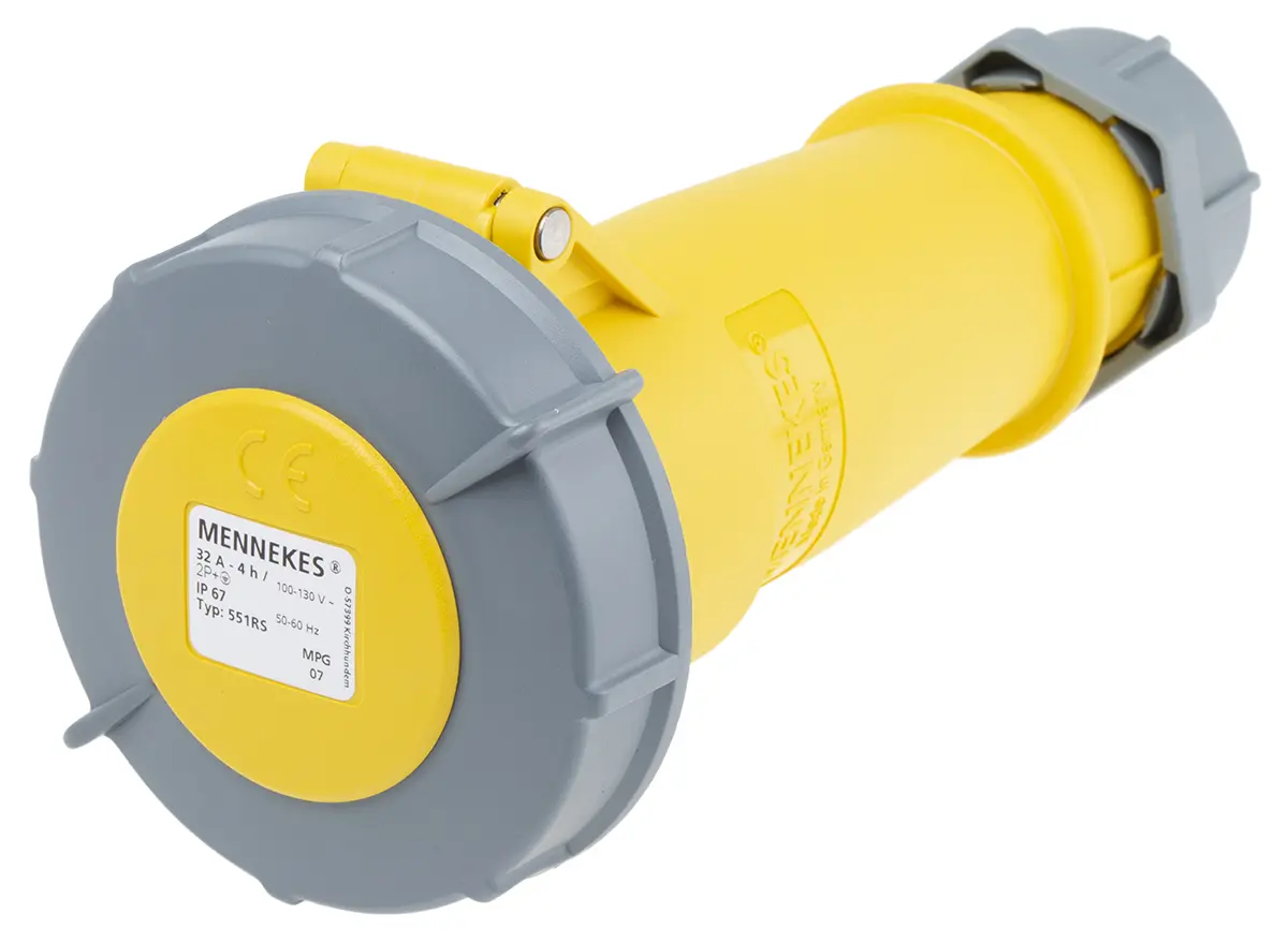 Produktfoto 1 von MENNEKES AM-TOP Leistungssteckverbinder Gelb, 110V / 32A, Kabel IP67