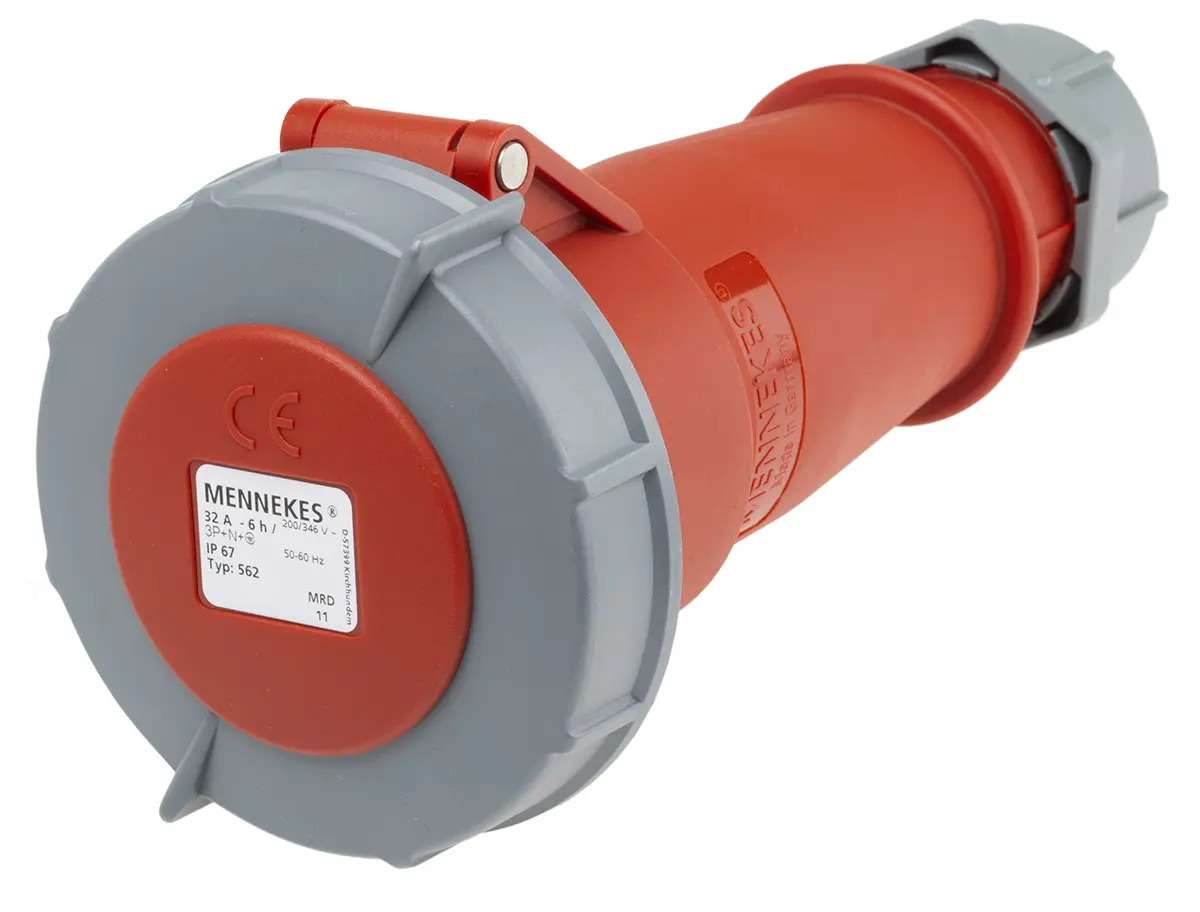 Produktfoto 1 von MENNEKES AM-TOP Leistungssteckverbinder Rot, 400V / 32A, Kabel IP67