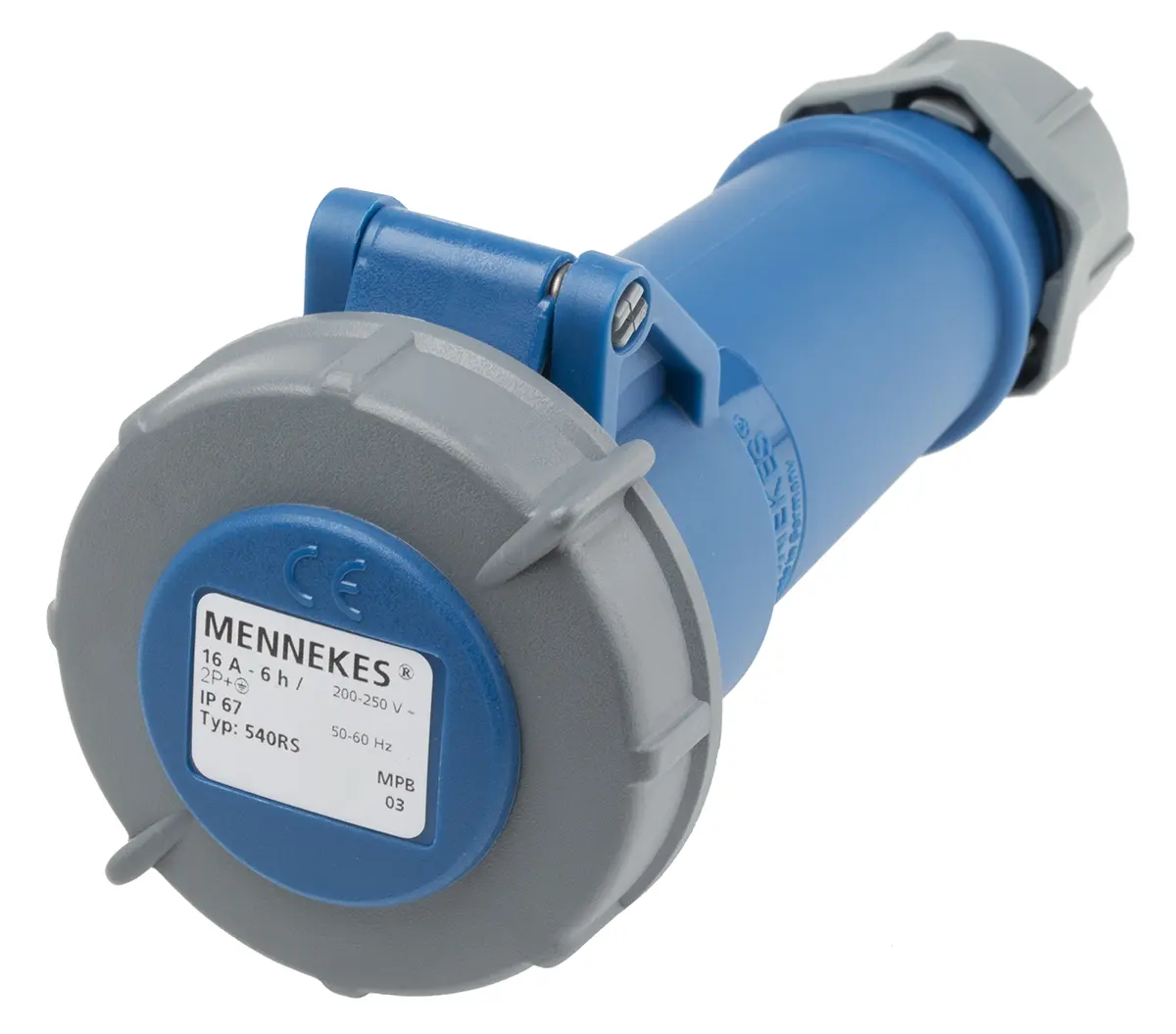 Produktfoto 1 von MENNEKES AM-TOP Leistungssteckverbinder Blau, 230V 3P / 16A, Kabel IP67