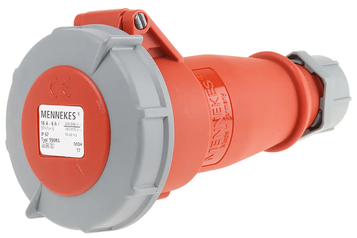 Produktfoto 1 von MENNEKES AM-TOP Leistungssteckverbinder Rot, 400V / 16A, Kabel IP67