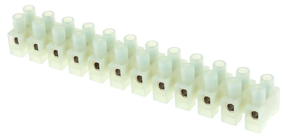 RS PRO Messing Nylon Klemmblock ohne Sicherung 57A transparent 12-polig Schraubbefestigung, Raster 15 mm 10mm²