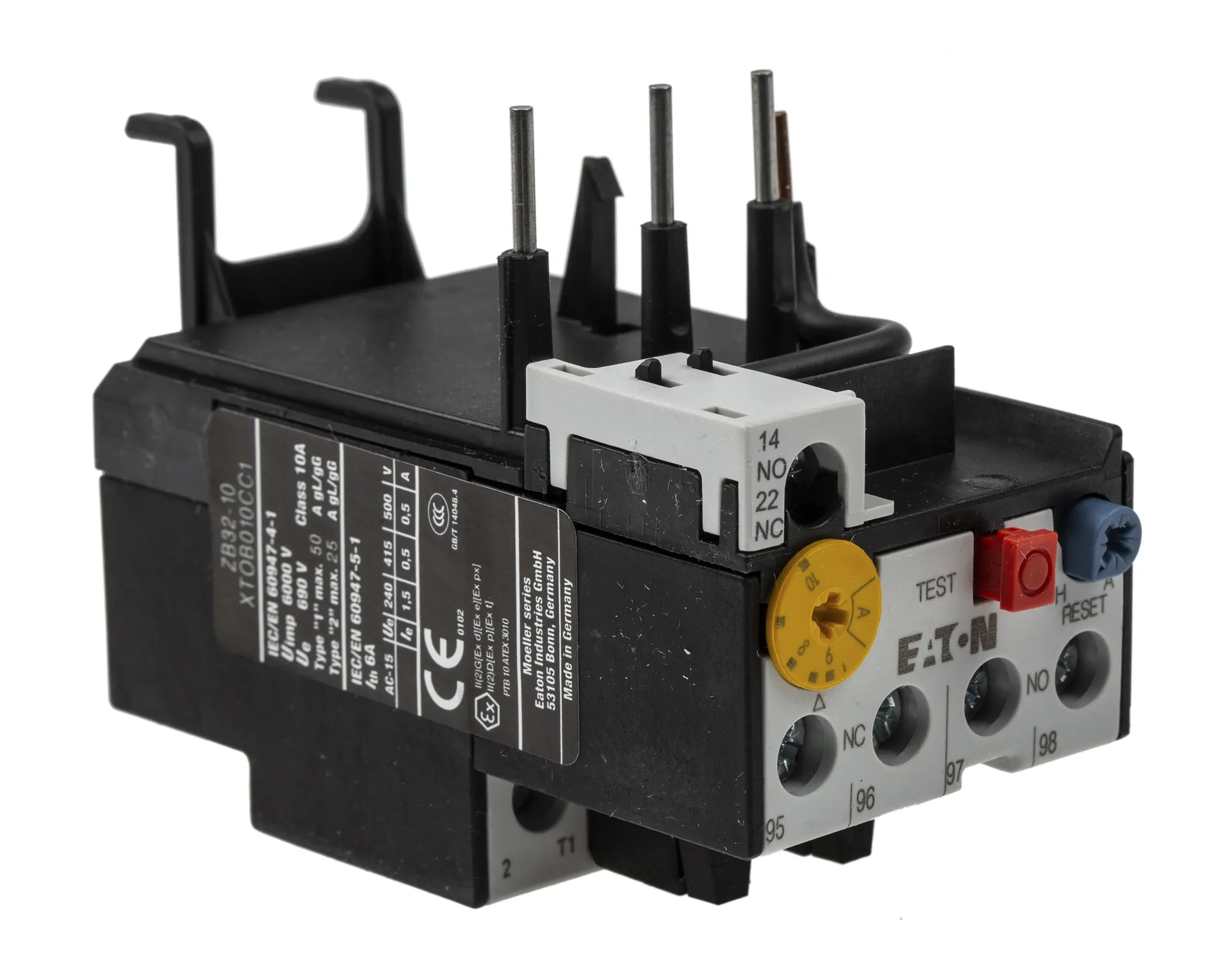 Produktfoto 1 von Eaton ZB Überlastrelais, / 6 to 10 A 6 W 1 Schließer/1 Öffner, 500V ac / 10 A, 96 mm x 45 mm