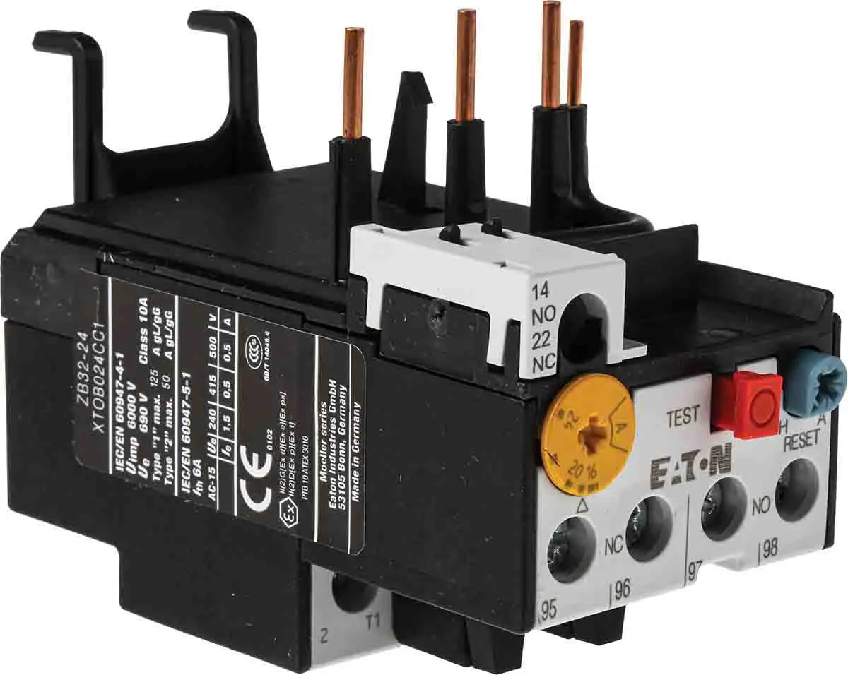 Produktfoto 1 von Eaton ZB Überlastrelais, / 16 to 24 A 6 W 1 Schließer/1 Öffner, 500V ac / 24 A, 136 mm x 45 mm