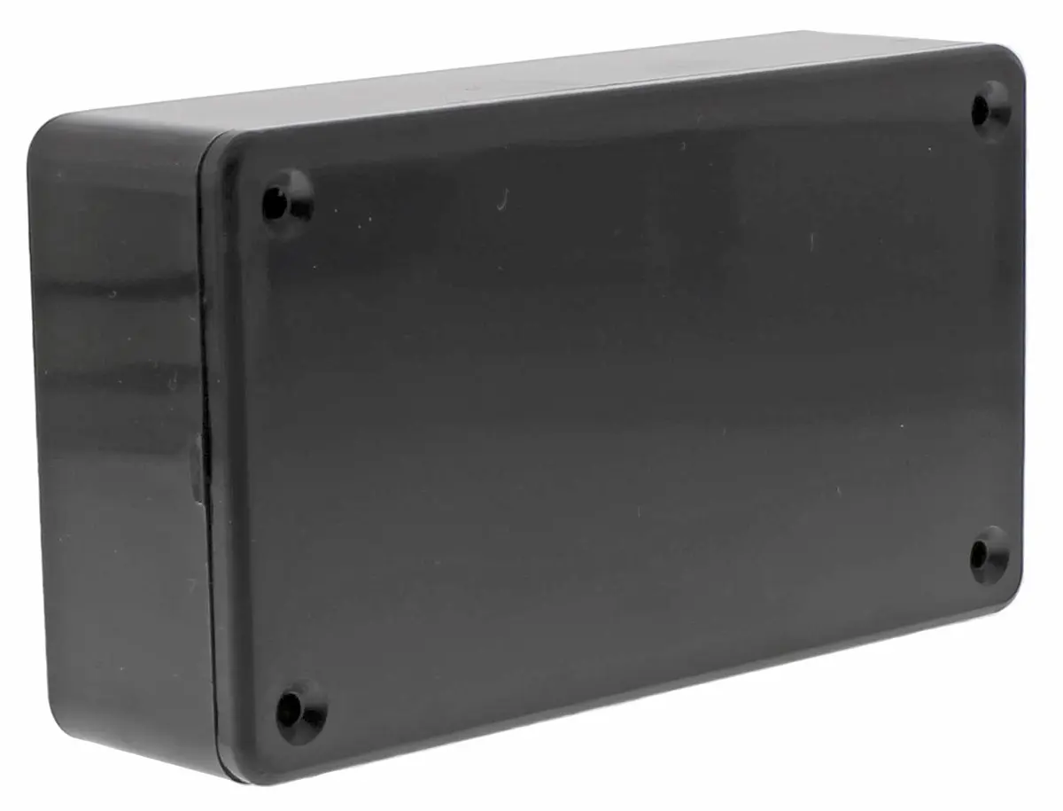 Hammond 1591; Gehäuse; Schwer entflammbares ABS; Schwarz IP54 Breite 62 mm Höhe 31 mm Länge 112 mm