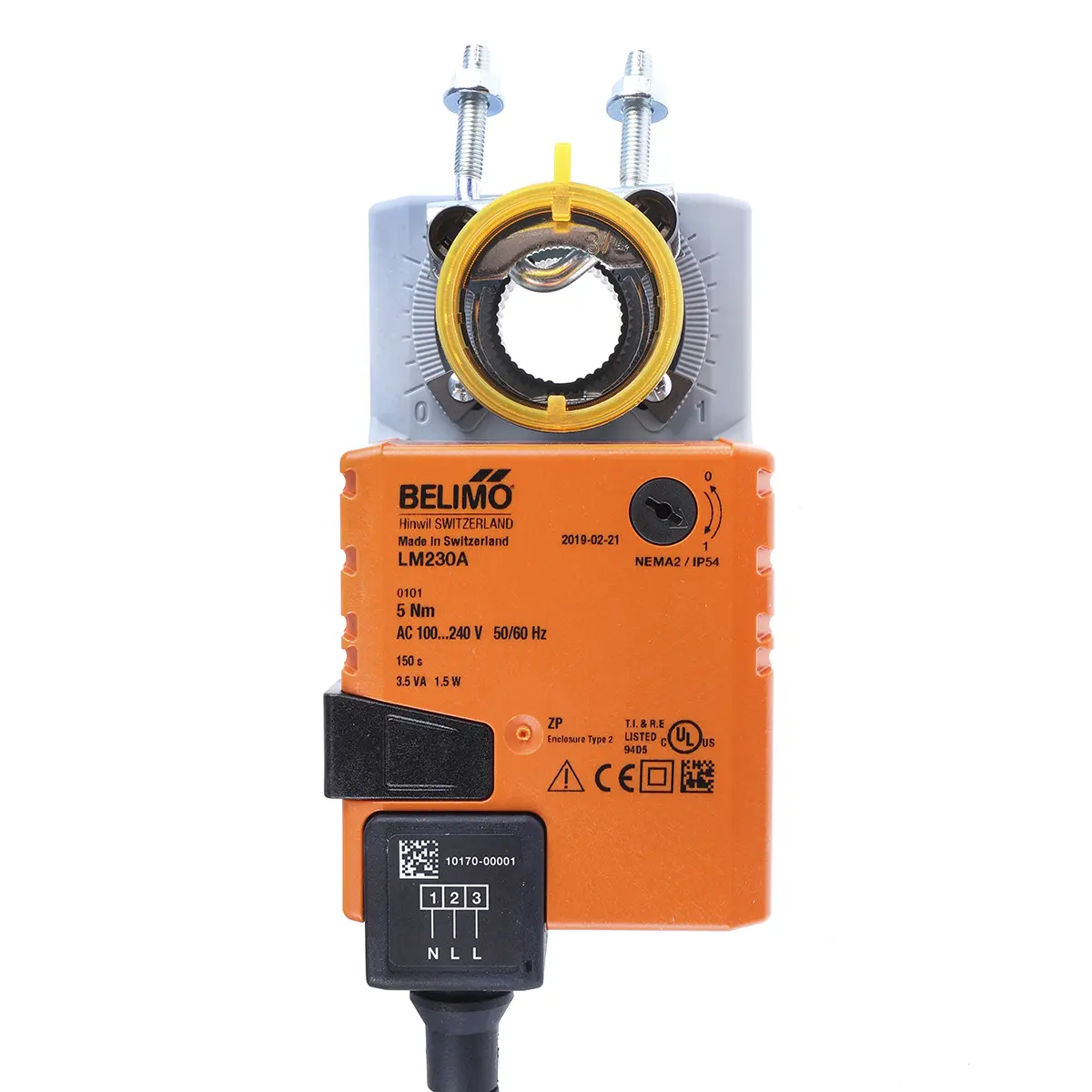 Produktfoto 1 von Belimo 1 m² Drosselklappenantrieb, 5 Nm Hilfsschalter integriert, Offen/Geschlossen, 1.5 W, 240 V ac